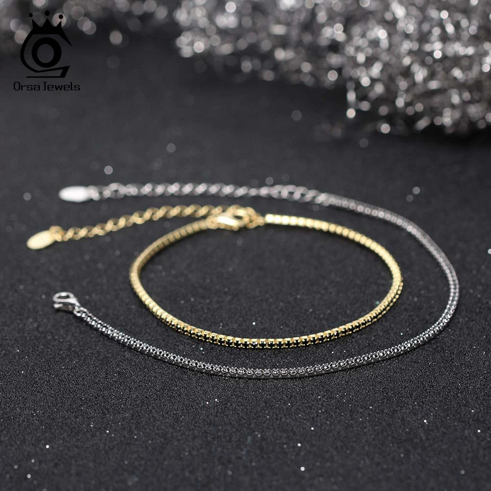 ORSA JEWELS 925 Sterling Silver Tennis Bracelet Fashion Black Pink Blue 4A Zirconia Bracelet Jewelry for Women SB190 250121