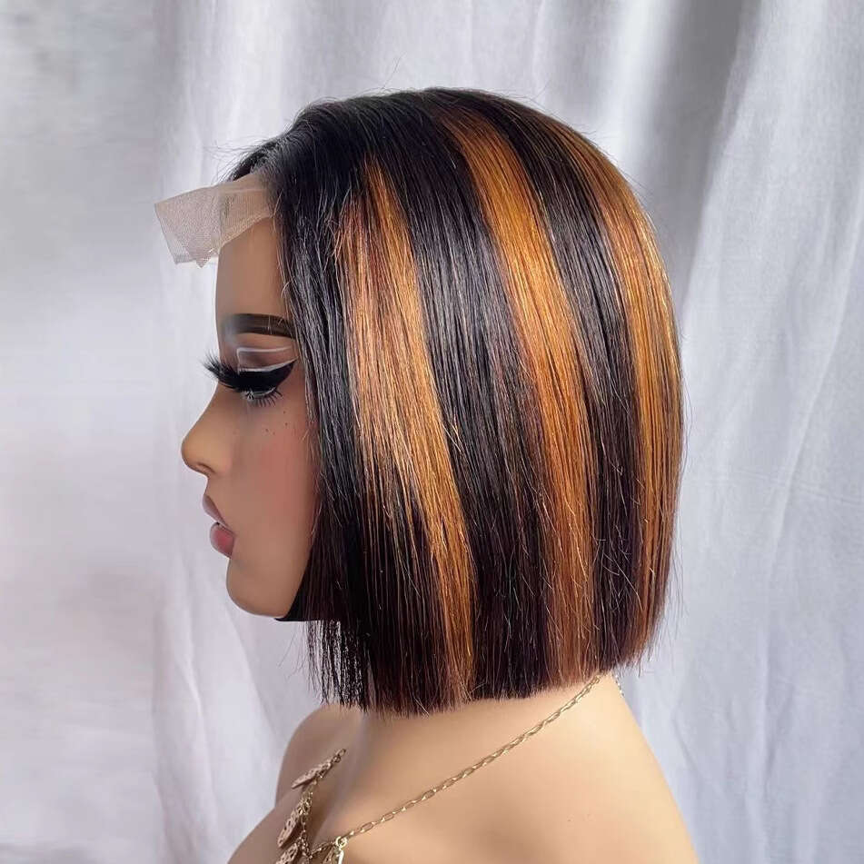 Lace Front Wig Cover T Shape Full Real X Front Lace Fashionable BOBO Wig Headband Hot Selling Bob Style Short Straight Hair