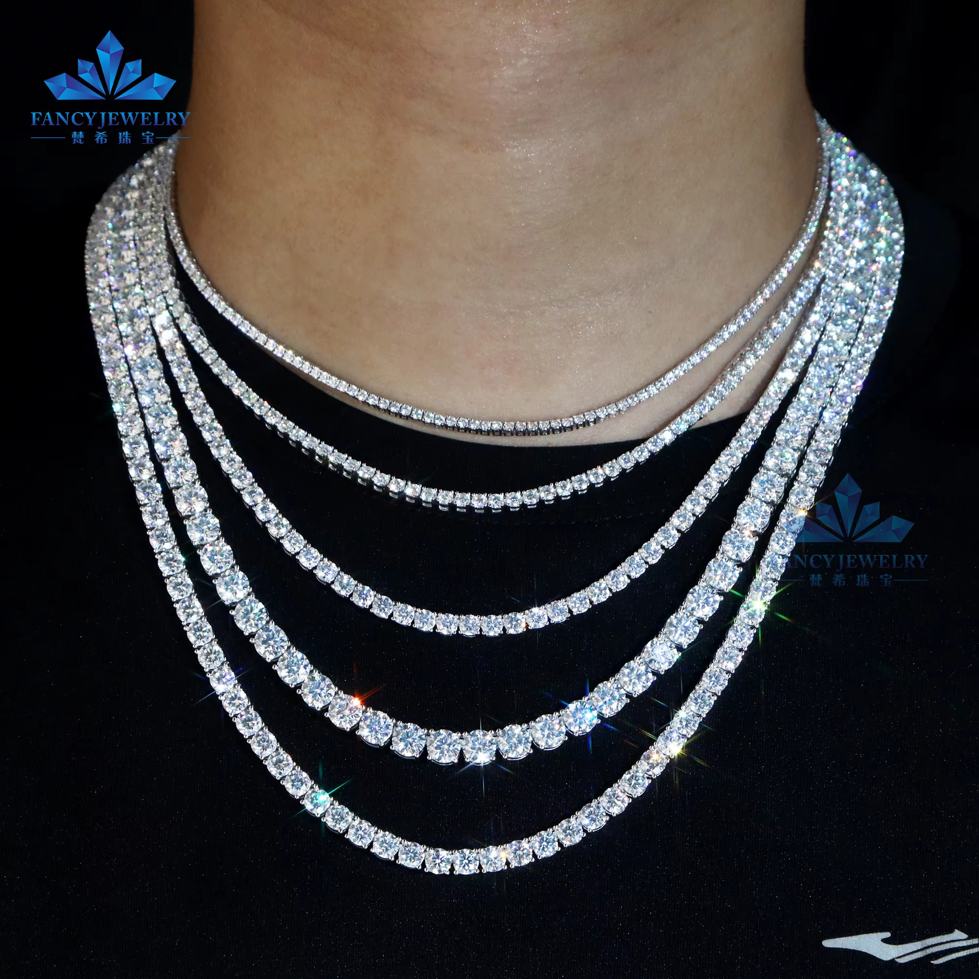 Hot Sale Rapper Jewelry D VVS Dia 2mm 3mm 4mm 5mm 6.5mm Necklace Sterg Sier Hip Hop Moissanite Tennis Chain