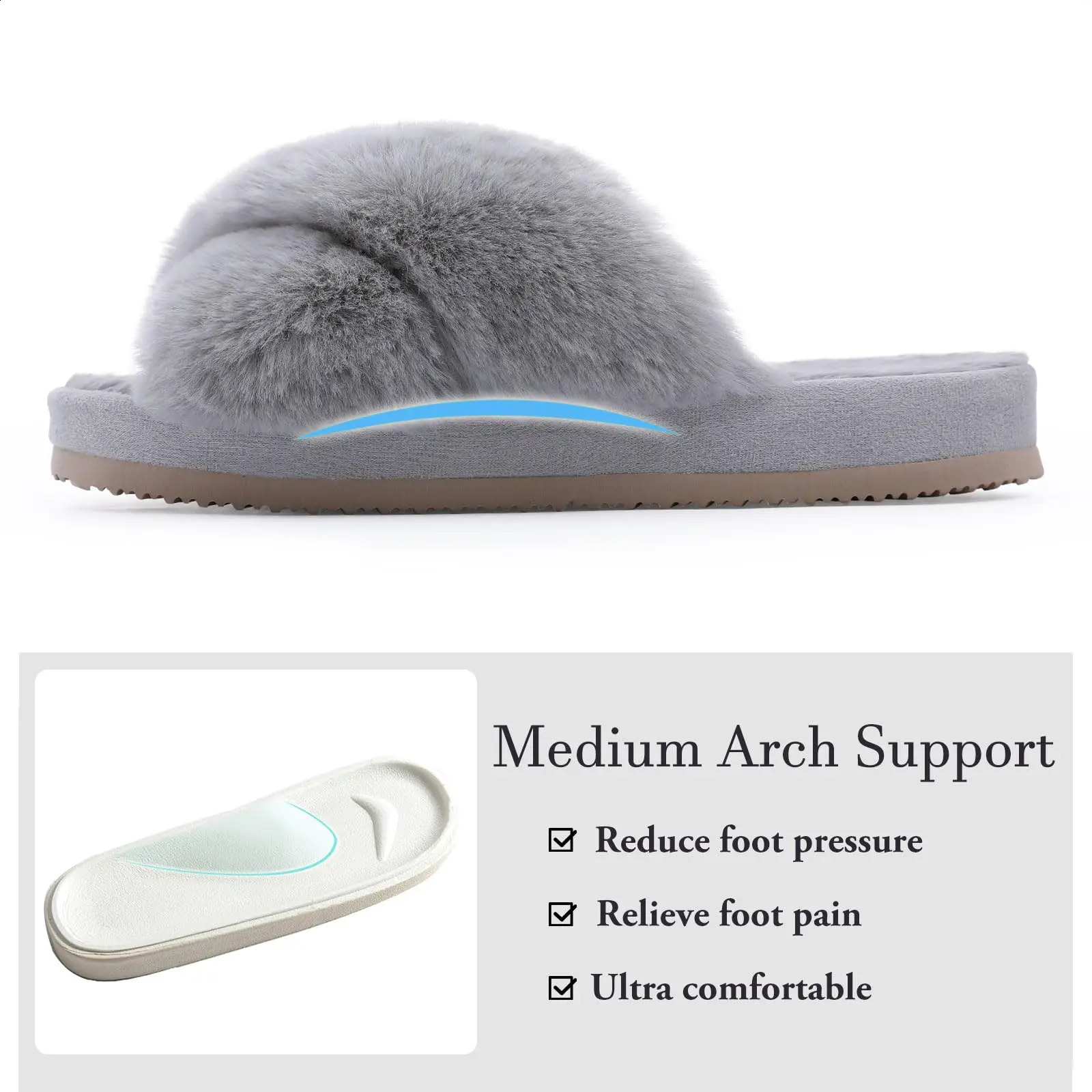 Litfun Winter Plush Fluffy Slippers For Women Fashion Open Toe Comfort Fuzzy Indoor Warm Soft Furry Home 250117