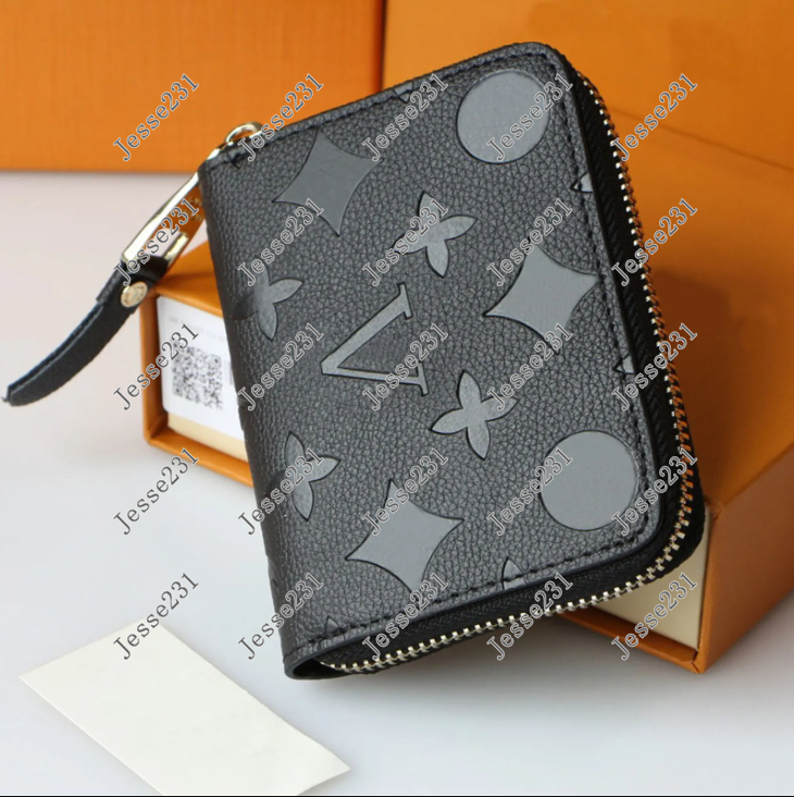 5A Fashion Designer Wallets Luxury Zippy Purse Women Patent Leather Clutch Embossed Flower Letter Coin Purses Short Card Holder Cards Coins Bag with Box Dust Bag