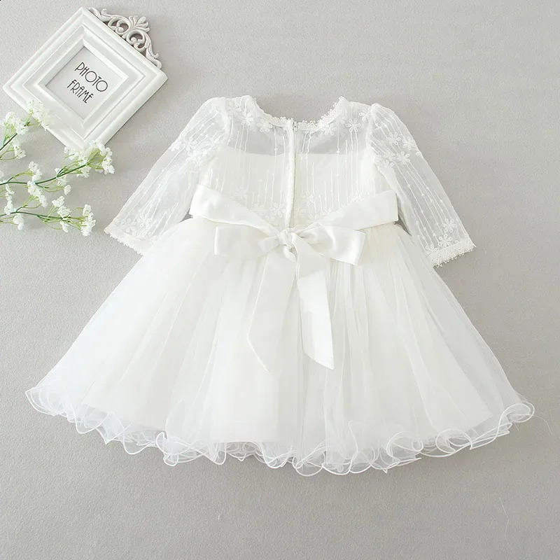 Baby Girls Dress 0-2 Years Old Birthday Wedding Gauze Skirt White Color Baby Baptismal Dress White Princess Dresses Christening 250115