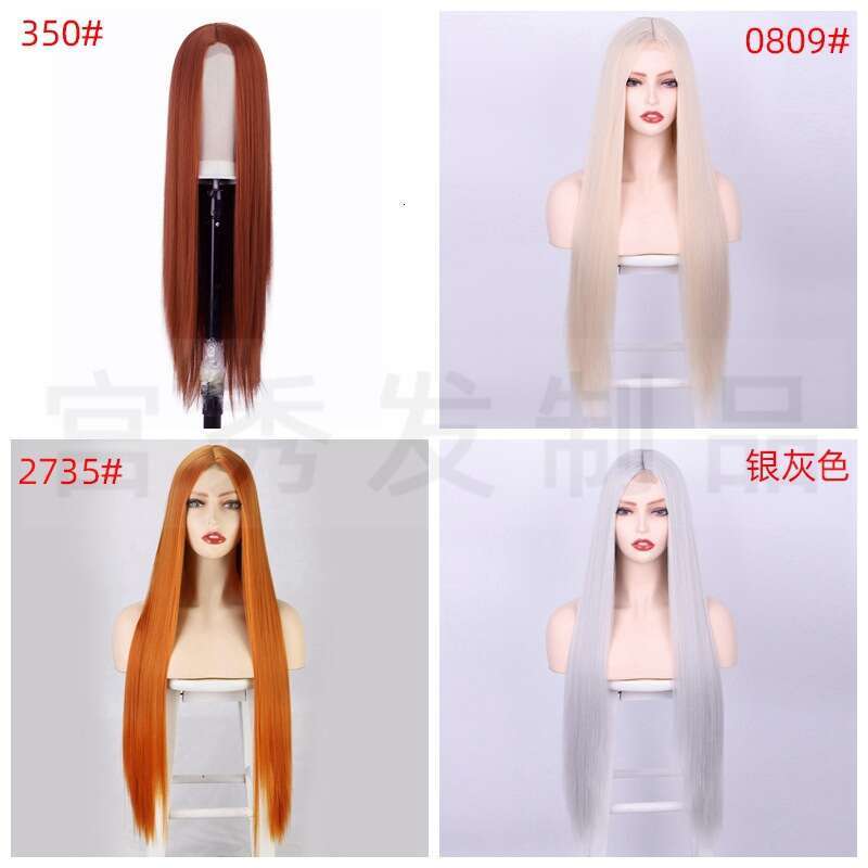 Lace Front Wig Cover T Shape Women S Long Straight Hair Chemical Fiber Head Cover Front Small Lace Wig