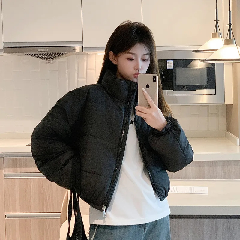 2024 Winter New Short Down Cotton Jackets Coat Women Parkas Casual Loose Drawstring Slim Puffer Jacket Outwear Preppy Clothes