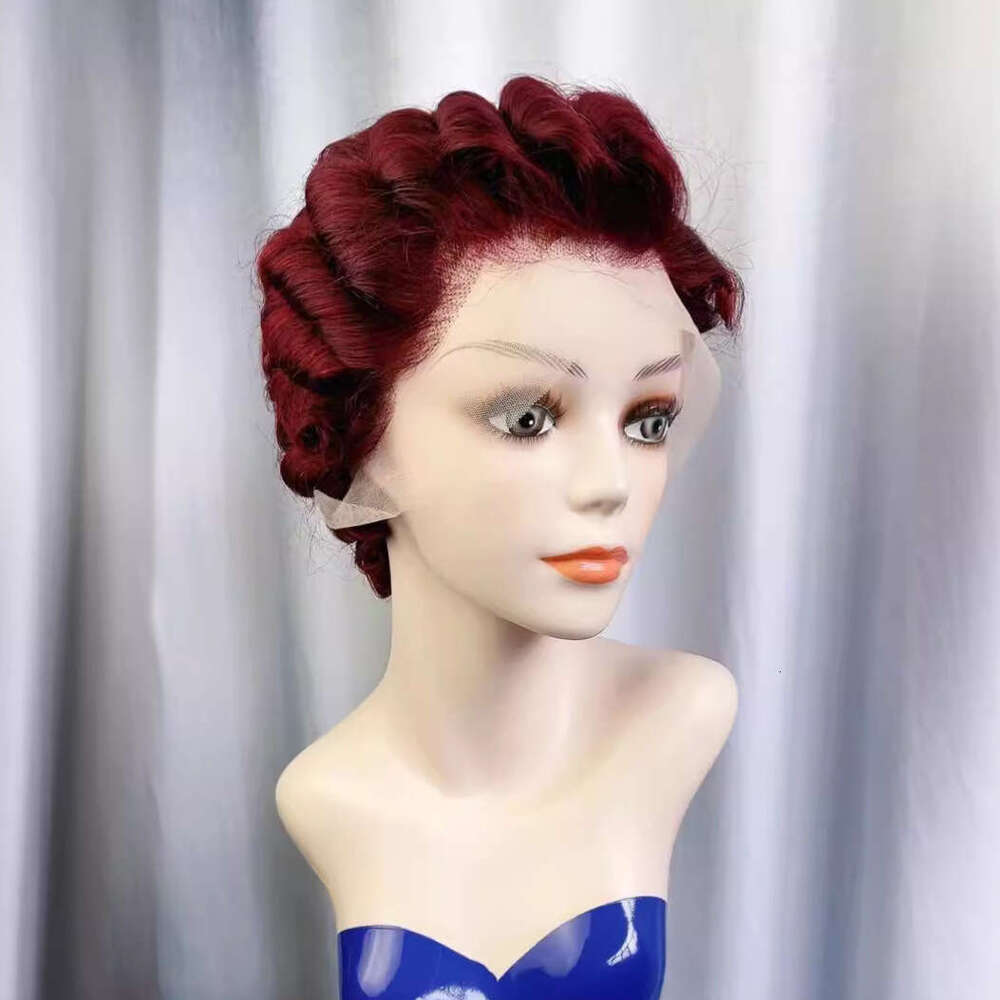 Lace Front Wig Cover T Shape Mini Elf Front Lace X Real Person Wig Short Curly Hair Partial Split Headset Customization