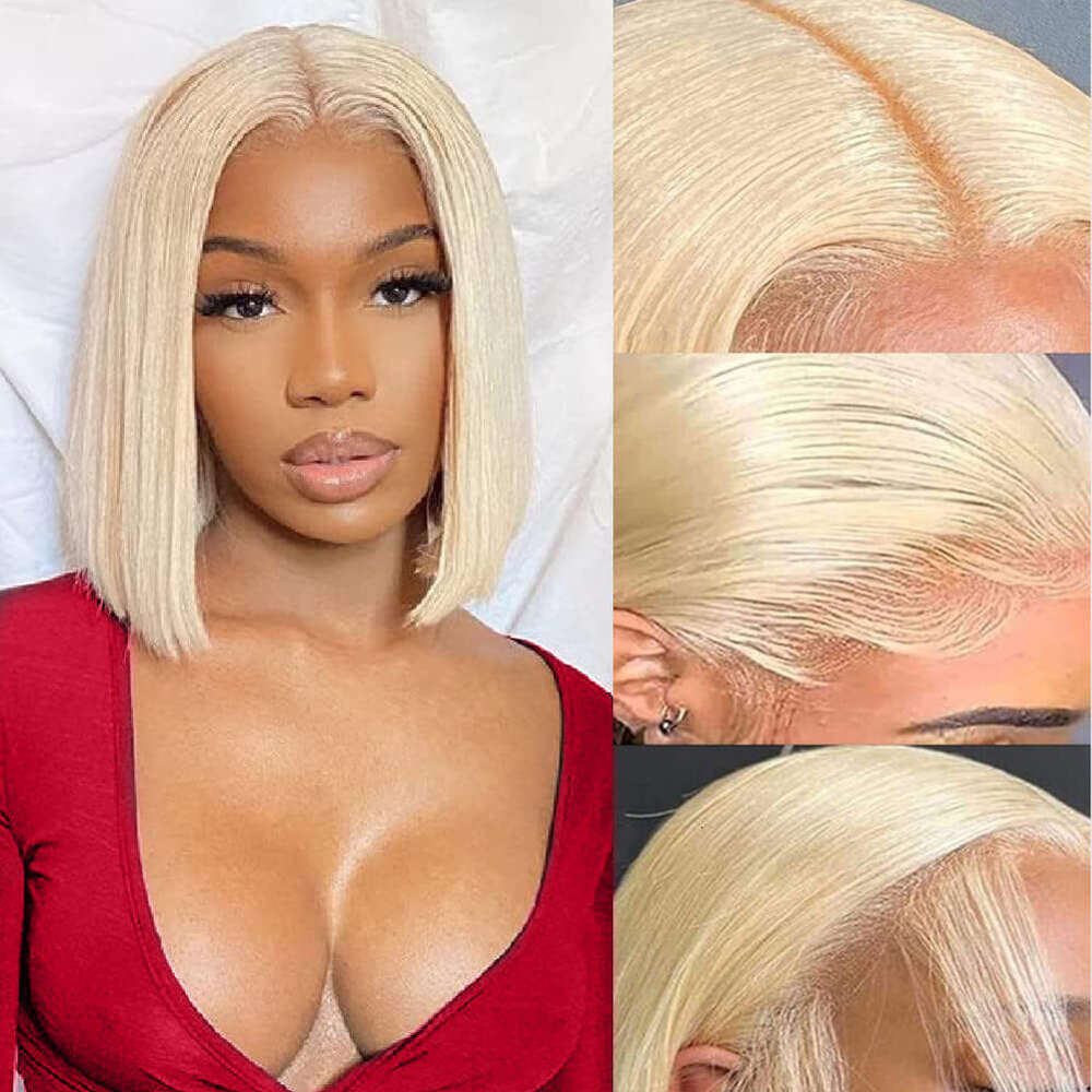 Lace Front Wig Cover T Shape Front Lace Headband LACEFRONTAL X Bob WIG BLONDE Straight Strip