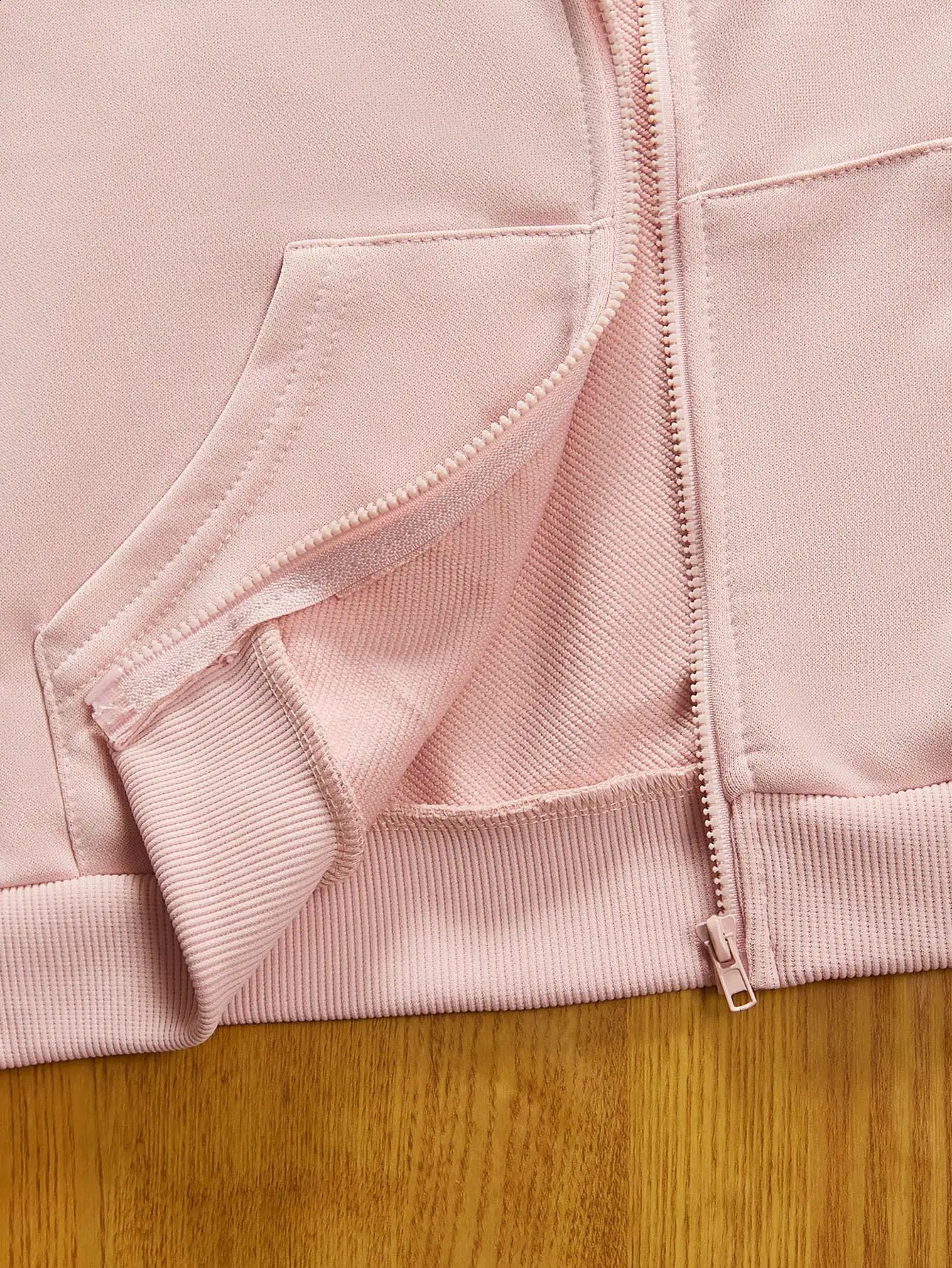 Spring and Autumn Fashion Girls Solid Pink Color Sweet Style Comfortable Zipper Hoodie Tops 250121