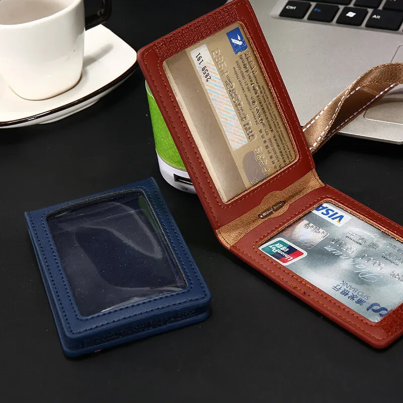 Genuine leather Badge Holder Business Work Card Neck Strap Lanyard ID Chest Card Name tag Case Office Supplies 250120