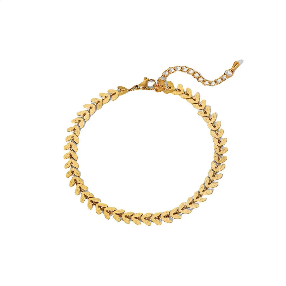 JitDoo Bohemian style 18K gold-plated stainless steel leaf chain necklace suitable for womens summer beach necklace fashionable jewelry 250110