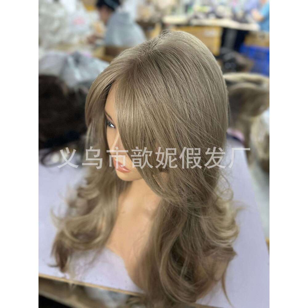 Lace Front Wig Cover T Shape New Product Small Lace Wig Women S Full Head Cover Mid Split Fluffy Figure Eight Bangs Long Curly Hair Straight Hair Wig