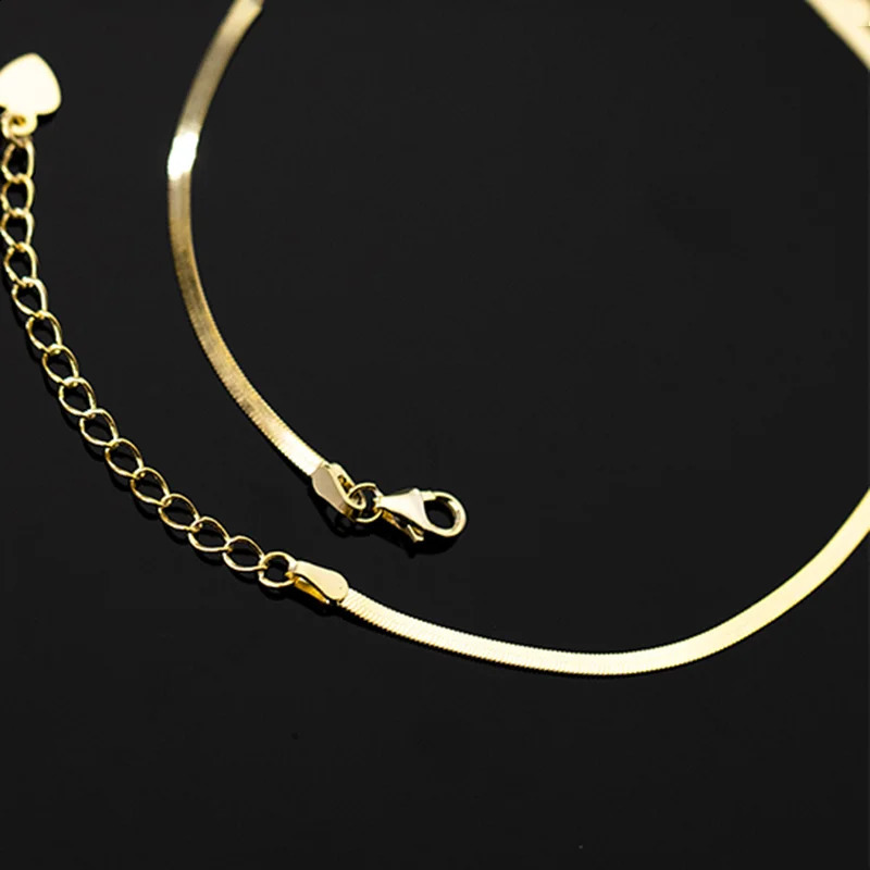 WANTME 925 sterling silver minimalist 18k golden luster snake bone ankle suitable for womens beach summer charm party jewelry accessories 250110