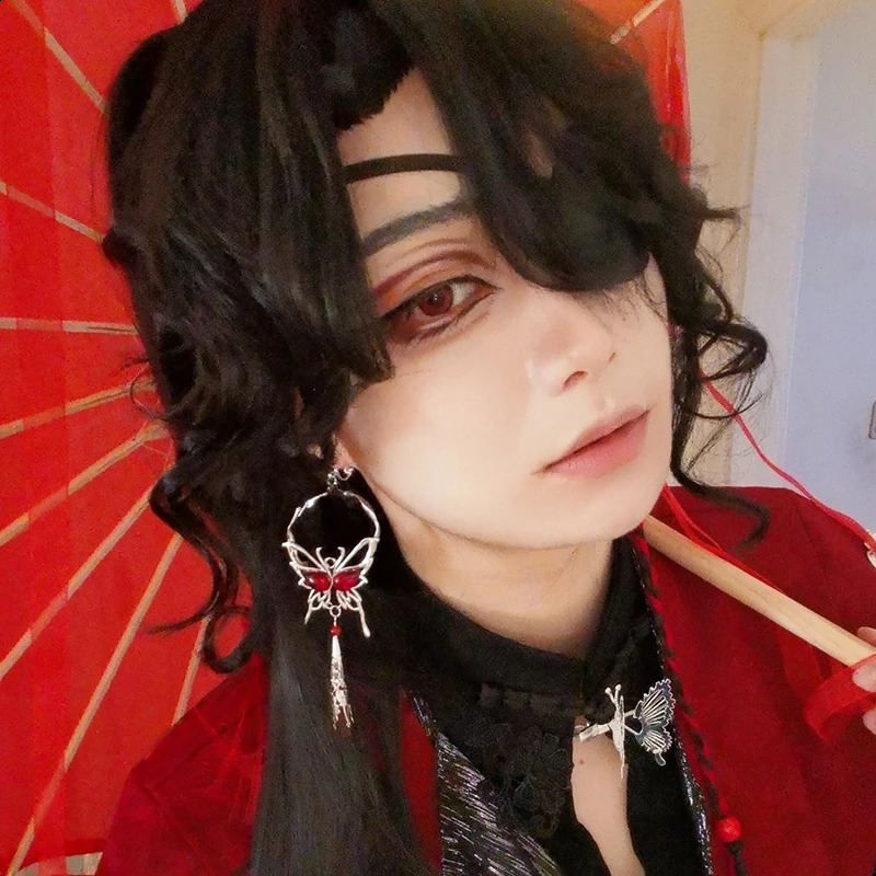 Anime Tian Guan Ci Fu Heaven Officials Blessing Hua Cheng Cosplay Earrings Gem Butterfly Pendant Jewelry Earstuds Accessory 250120