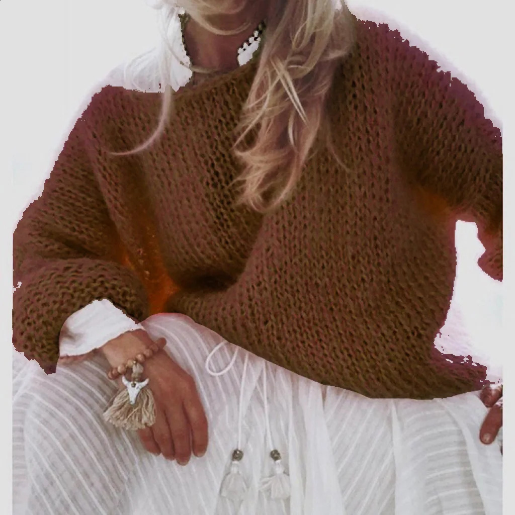 Fall Fashion Mohair Sweaters Thick Long Seleve Top Oversized Women Pullovers Autumn Knitted Pink Sweaters Preppy Style Harajuku 250117