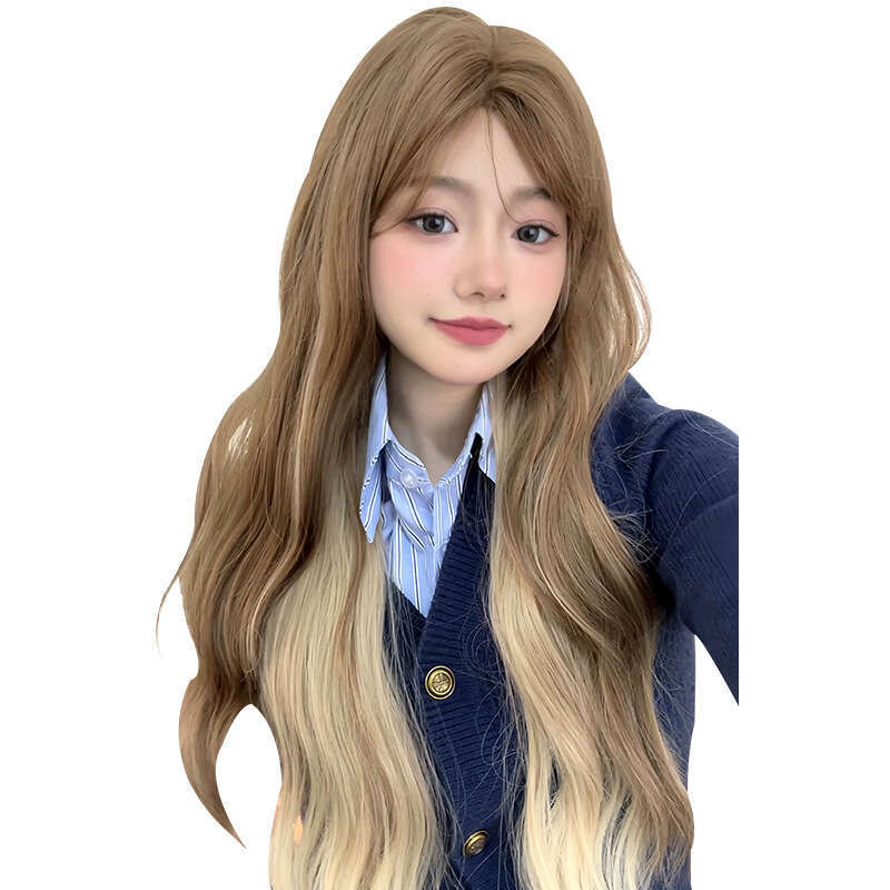 Lace Front Wig Cover T Shape Wig Front Lace Women S Long Fashionable Internet Celebrity Same Style Natural Split Bangs Curly Hair Full Head Cover
