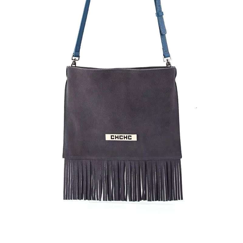 Tassel Design Shoulder Simple Solid Color Classic Style Square Body Women's Crossbody Bag