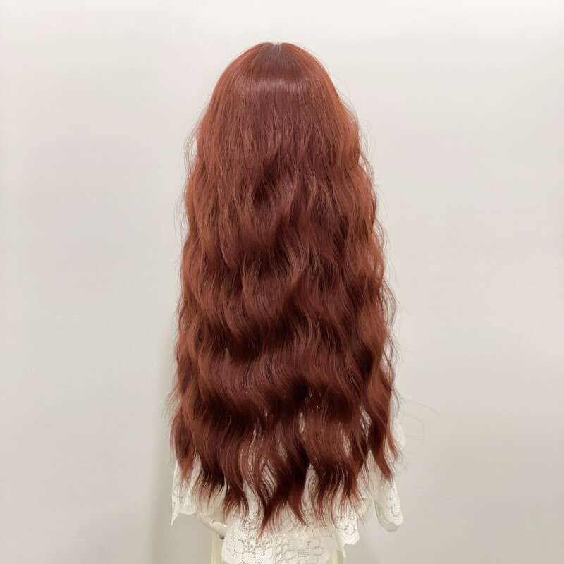 Lace Front Wig Cover T Shape Zhouli Wig Camero Front Lace Caramel Red Brown Korean Gentle Water Ripple Natural Simulation Full Headset