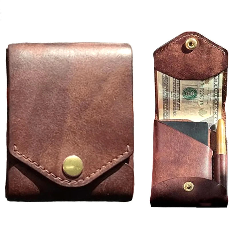Multifunctional Compact Wallet Handmade Leather Wallet for Men Small Slim Thin Compact Credit Card Wallet 250121