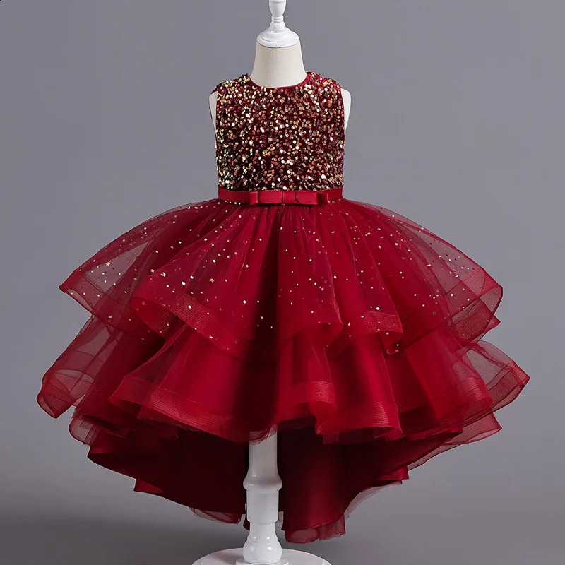 Flower Princess Sequins Baby Wedding Christmas Party Tail Dress Birthday Party Wedding Flower Girl Sweet and Cute Dress 250311