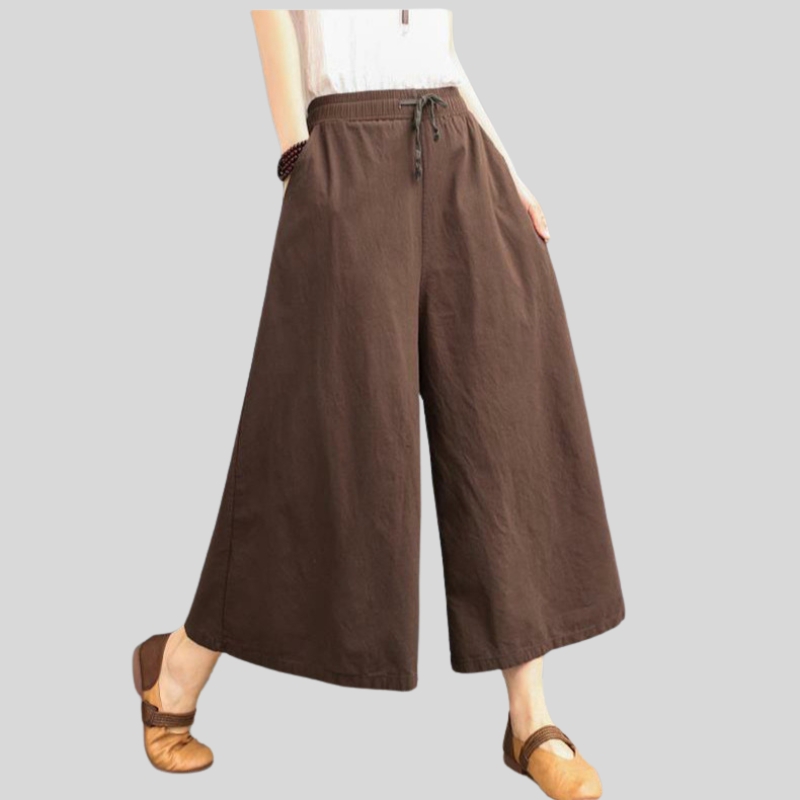 New washed cotton and linen wide-leg pants large size new loose summer thin linen eight-point casual versatile loose cool skirt pants