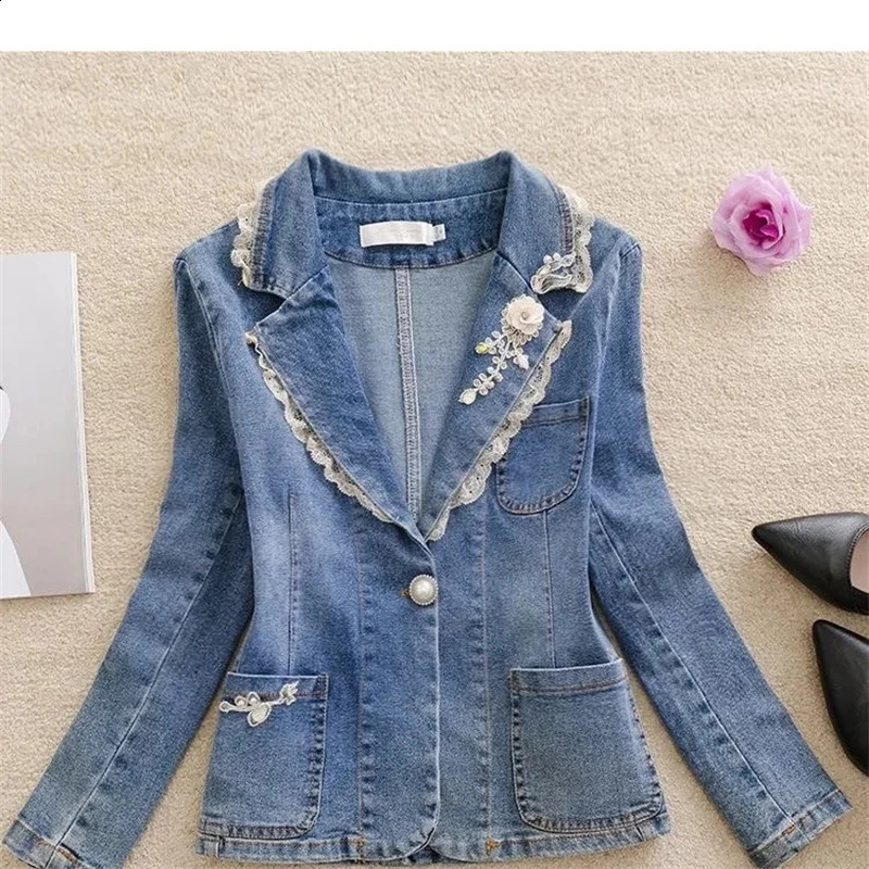 2024 Spring Autumn Womens Denim Jacket Long Sleeve Overcoat Loose Coat Button Outwear Streetwear Jeans Jackets 250113