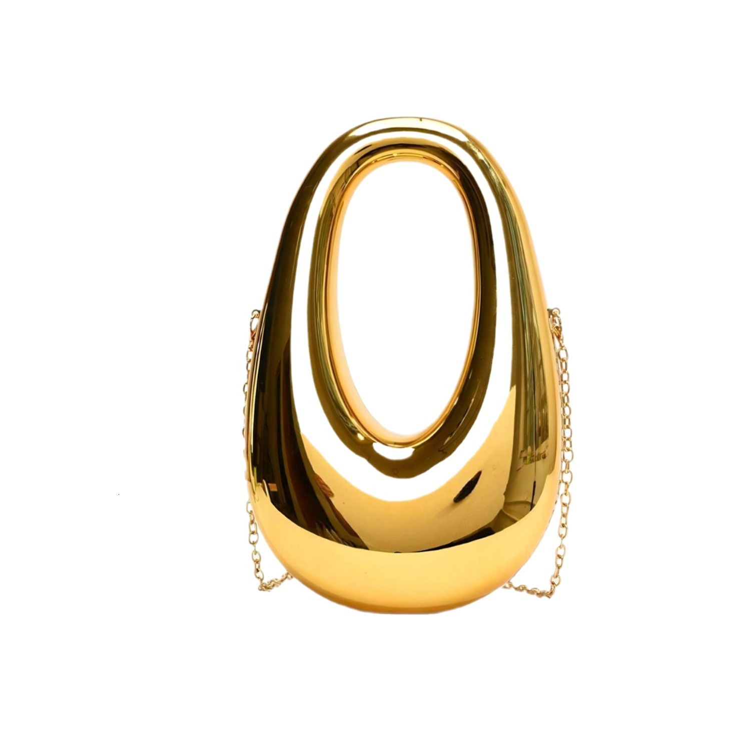Handheld Armpit Candy Colored Oval Hard Shell Goose Egg Shaped Shoulder Banquet Chain Bag, Hand-Held Crossbody Bag