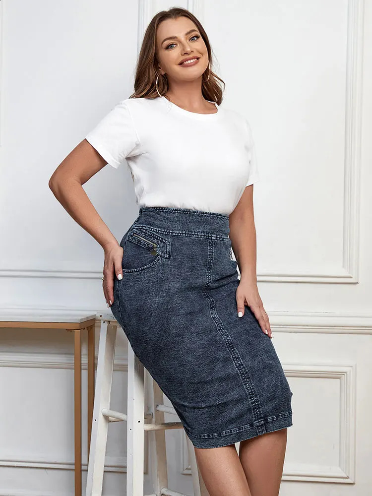 Womens plus size casual denim skirt 250121