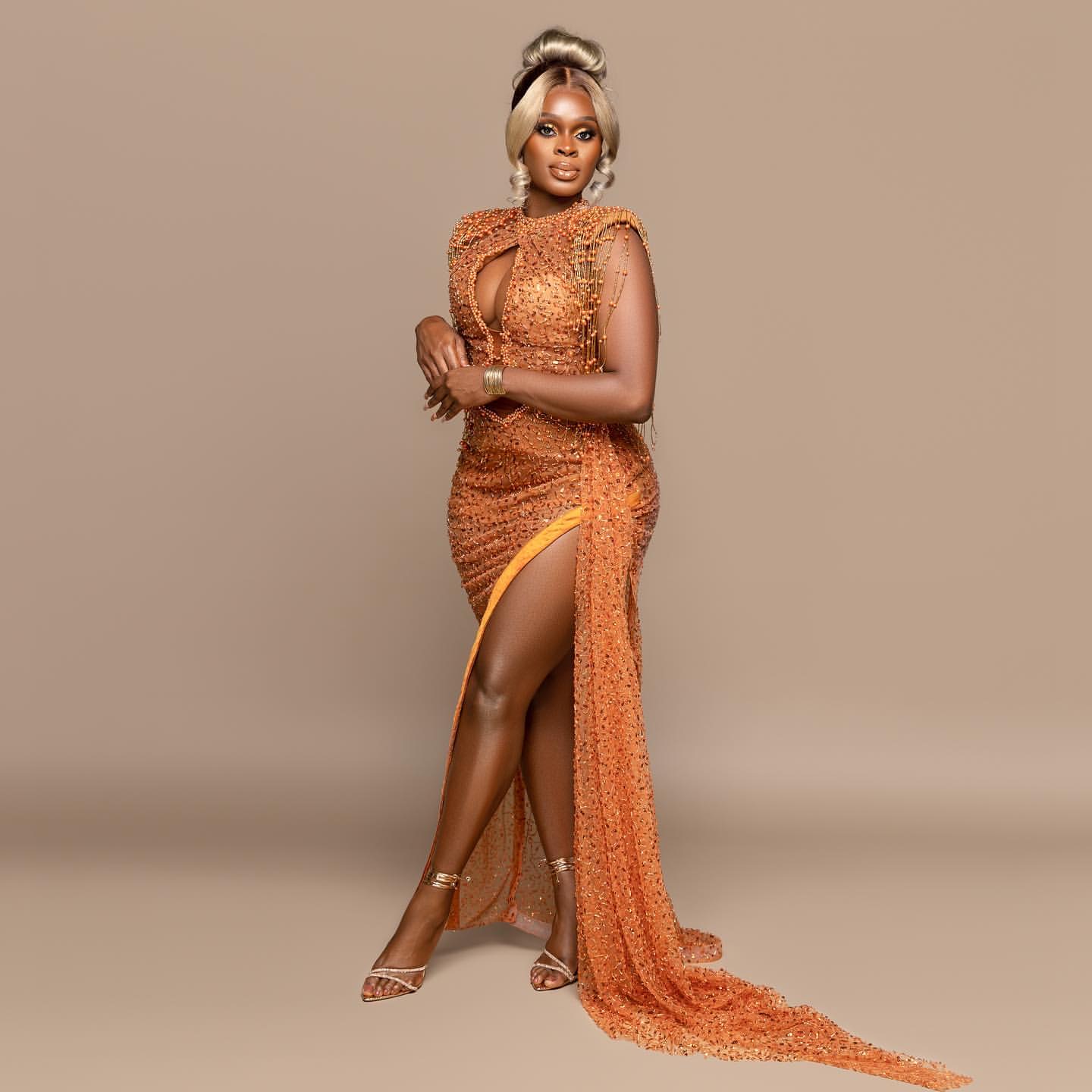 Aso Ebi Orange Sheath Prom Dresses 2025 Beadings Pearls Sequined Evening Formal Party Second Birthday Engagement Gowns Plus Size Dress For Special Occ