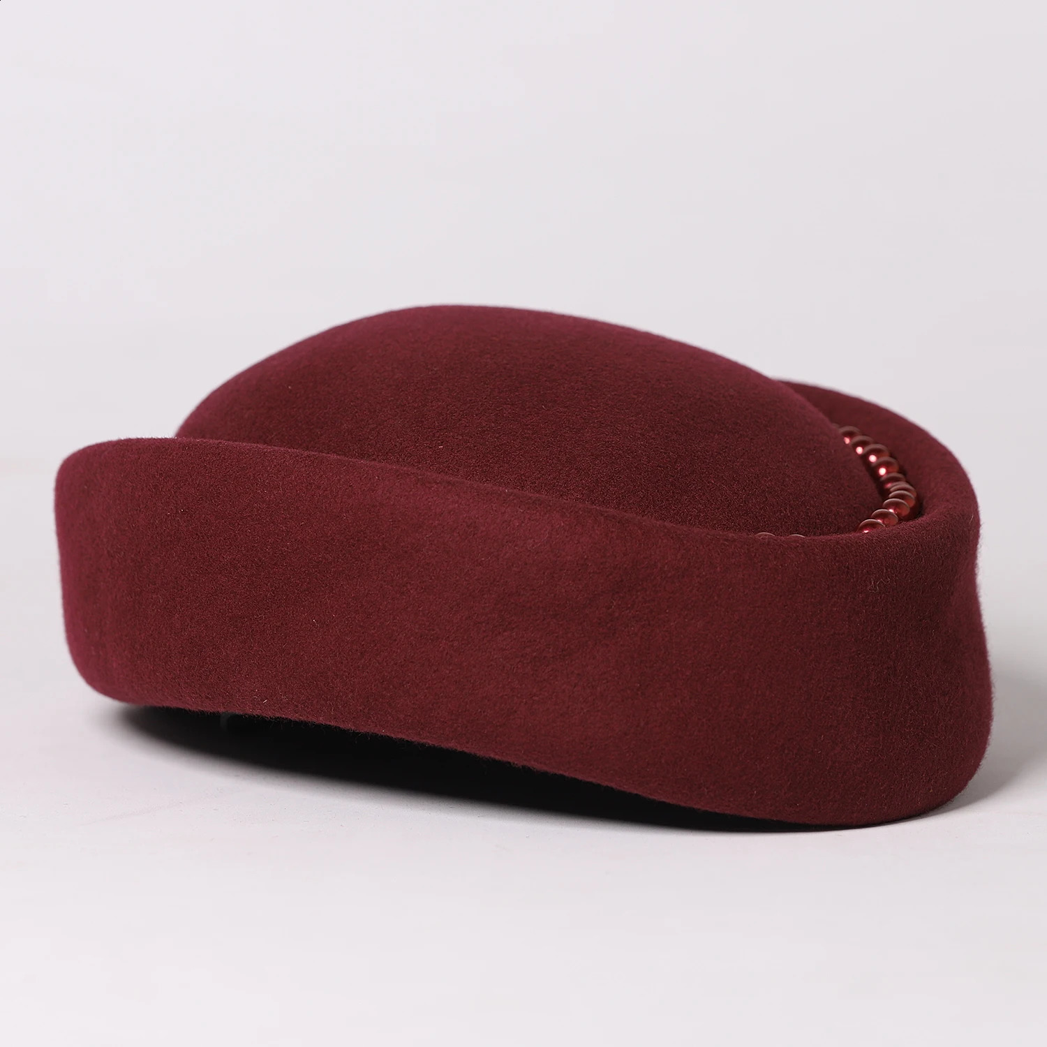 FS y Wine Red Wool Beret Winter Church Hats For Women Elegant Wedding Hat With Faux Pearl Vintage Felt Fedoras Chapeau 250118