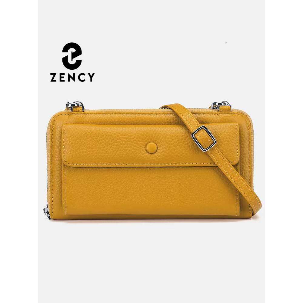 Zency Soft Genuine Leather Handbag Transparent Phone Multifunctional Crossbody Wallet Women's Shoulder Strap Card Holder Bag