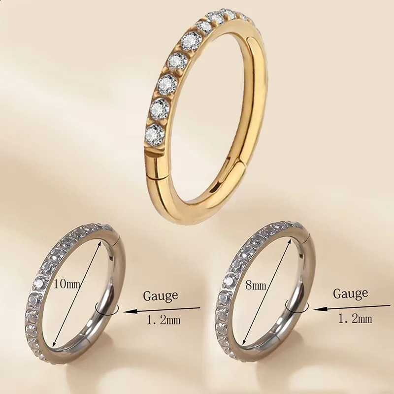 110Pcs G23 14G16G18G Nose Rings Hinged Segment Ear Cartilage Tragus Earrings Hoops Septum Clicker Piercing Jewelry 250110