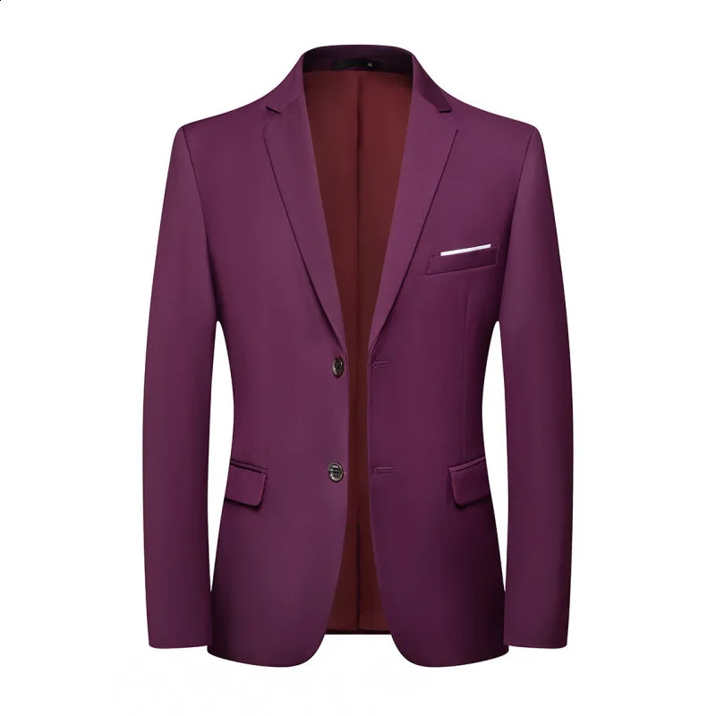 Blazer Fashion Men Business Casual Solid Color British Style Wedding Gentleman Slim Professional Formal Suit 250115