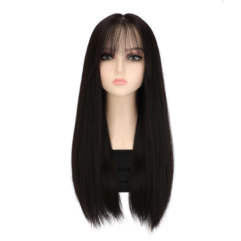 Lace Front Wig Cover T Shape Wig Women S Head Set Hand Woven T Shaped Front Lace Seamless Center Split Eight E Bangs Natural Long Straight Hair Full T