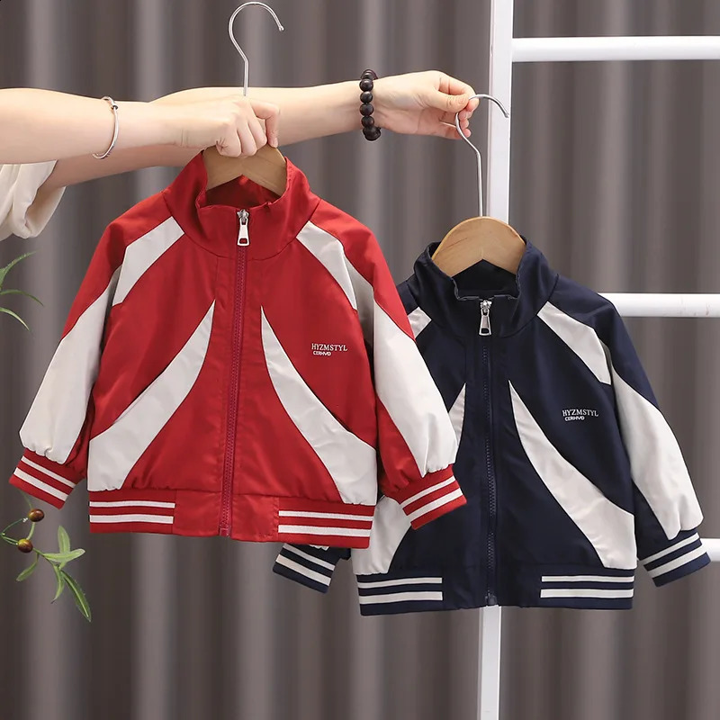 Spring Autumn Kids Boys Jacket Striped Long Sleeve Windbreaker Toddler Outerwears Coat Children Outdoor 250117
