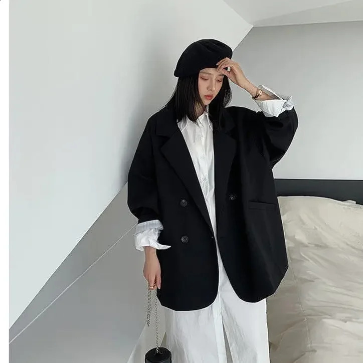Fashionable Korean Style Loose-Fit Preppy Suit Jacket For Women Spring Autumn 2024 Arrival Western-Style Clothes Top Trendy 250113