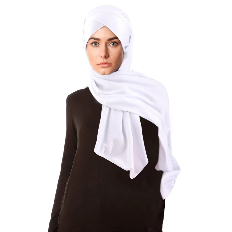 Non-Slip Muslim Cross Tie Jersey Instant Hijab Good Stitch Stretchy Scarf Breathable Islam Long Shawl Headband Plain Turban 250121