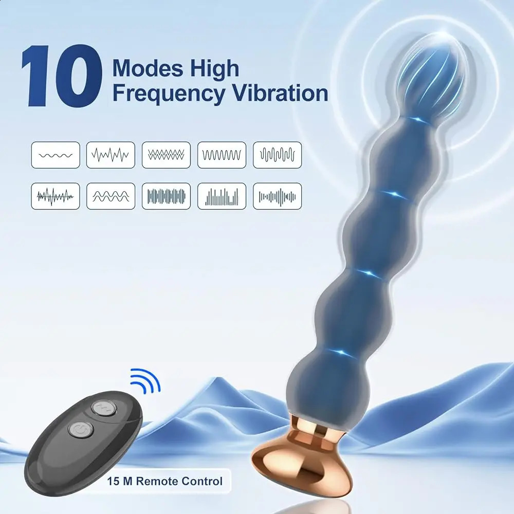 10 Speed Anal Vibrator Anal Beads Prostate Massage Dual Motor Butt Plug Stimulator Remote Control Vibrator Sex Toy For Men Women 250108