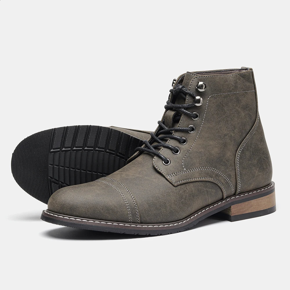 Leather Boots Men Retro Lace-Up Comfortable Top Quality Fashion 2024 Ankle Boots 250120