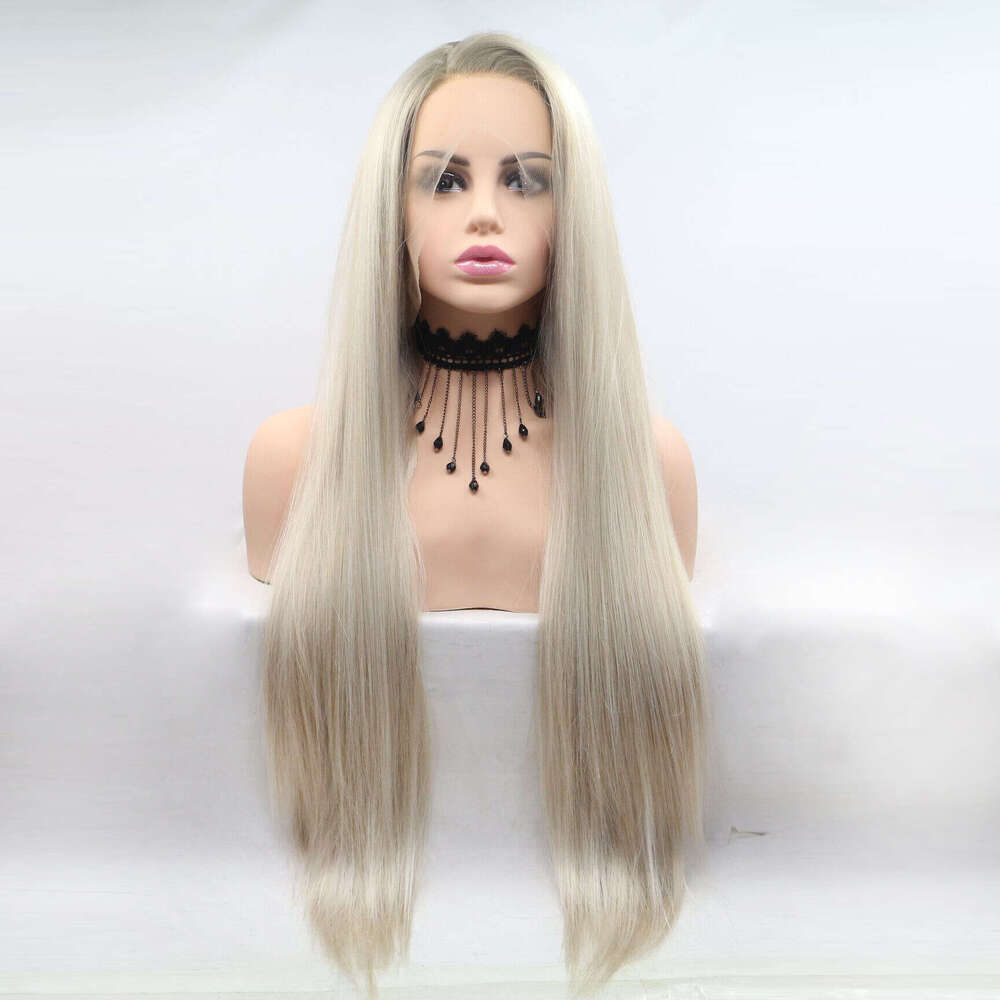 Lace Front Wig Cover T Shape Synthetic Lace Headband Long Straight Hair Half Hand Hook Wig Set