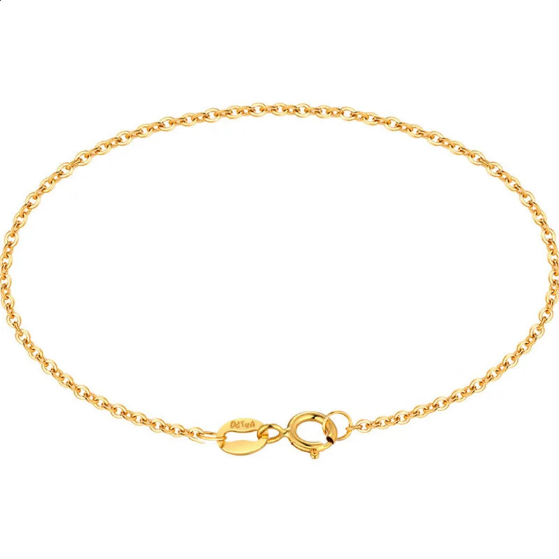 LABB Real 18K Gold Bracelet Pure Au750 Flash O Plain Chain DIY Simple Small Fresh Bracelet Womens Boutique Jewelry Gift B0056 250121