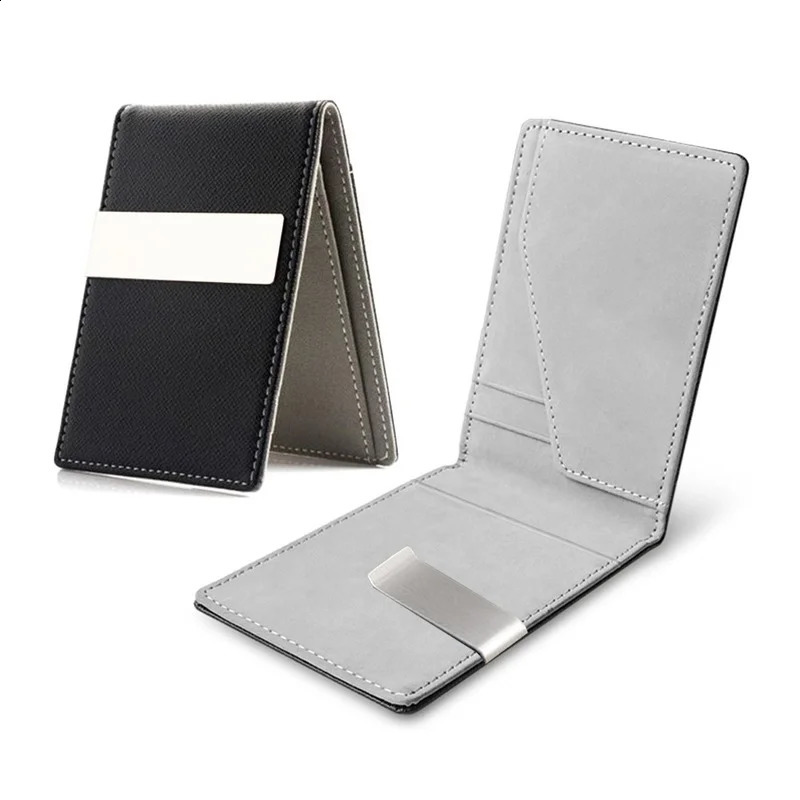 Fashion Mens Leather Money Clips Wallet Multifunctional Thin Man Card Purses Women Metal Clamp for Money Cash Holder 250121