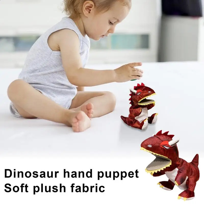 Free shipping Interactive Plush Finger Puppets Creative Realistic Stuffed Hand Puppet Dinosaur Toy For Kids