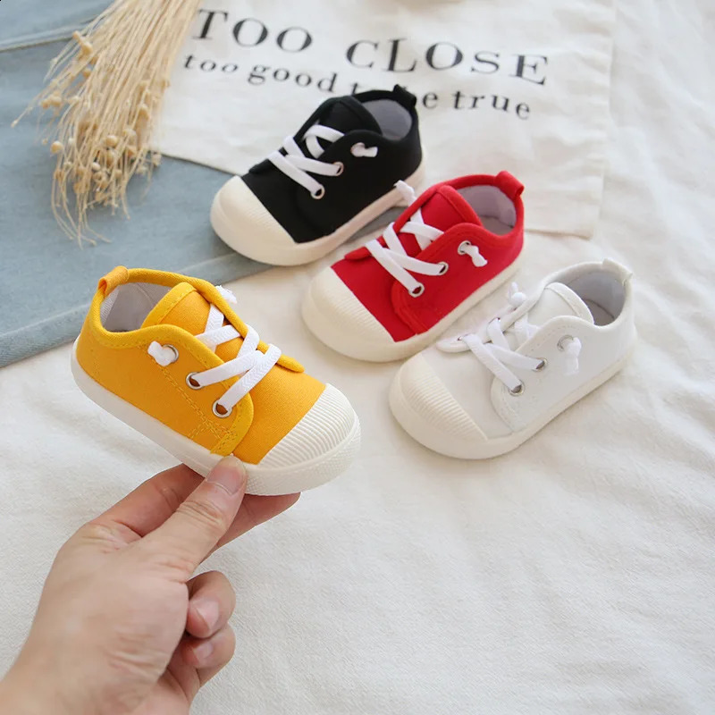 Boys Canvas Shoes Sneakers Girls Tennis Laceup Children Footwear Toddler Yellow Chaussure Zapato Casual Kids 250117