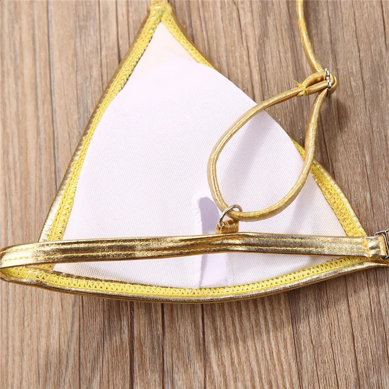Womens bikini set gold sequin bikini set womens swimsuit push up apron swimsuit 250110