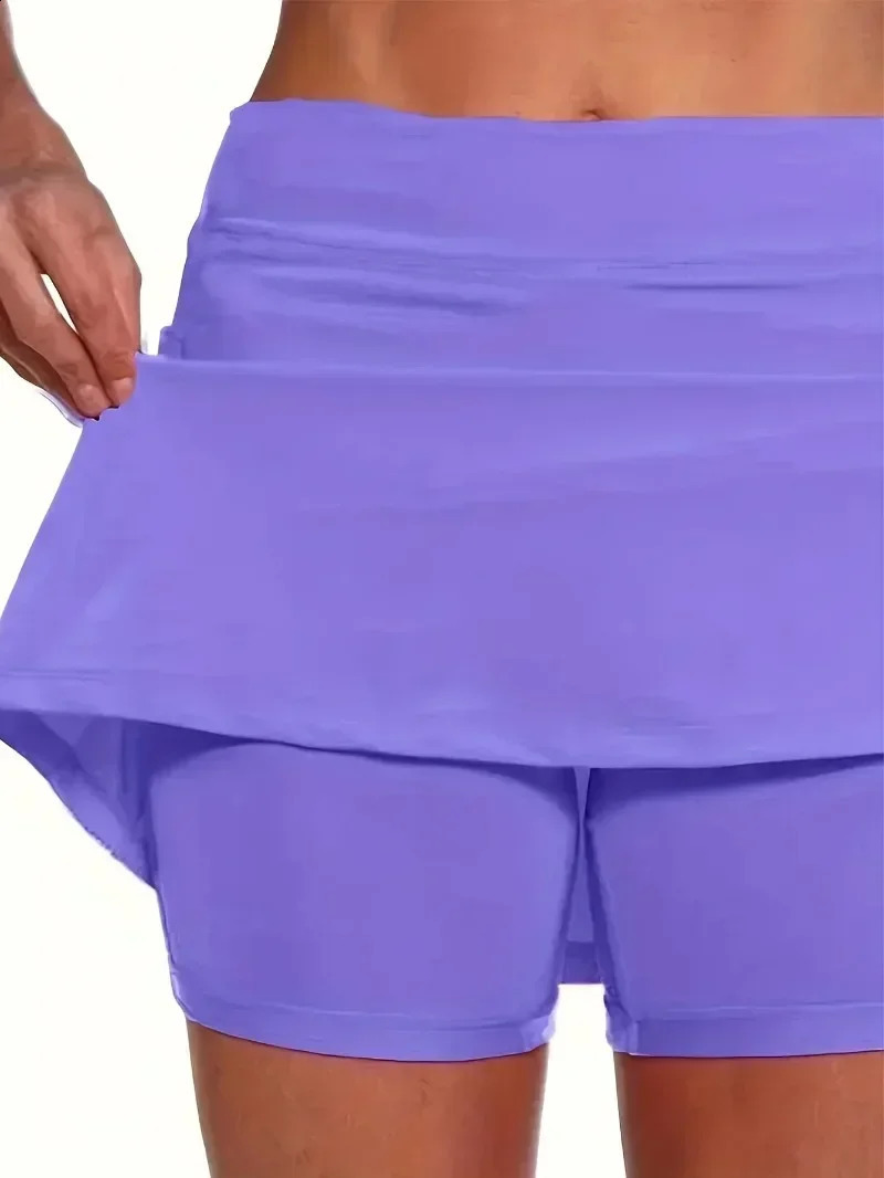 Women Fashion Plus Size 1XL5XL Skirts Shorts Solid Color Medium Stretch Sports Golf Skorts with Pockets 250121
