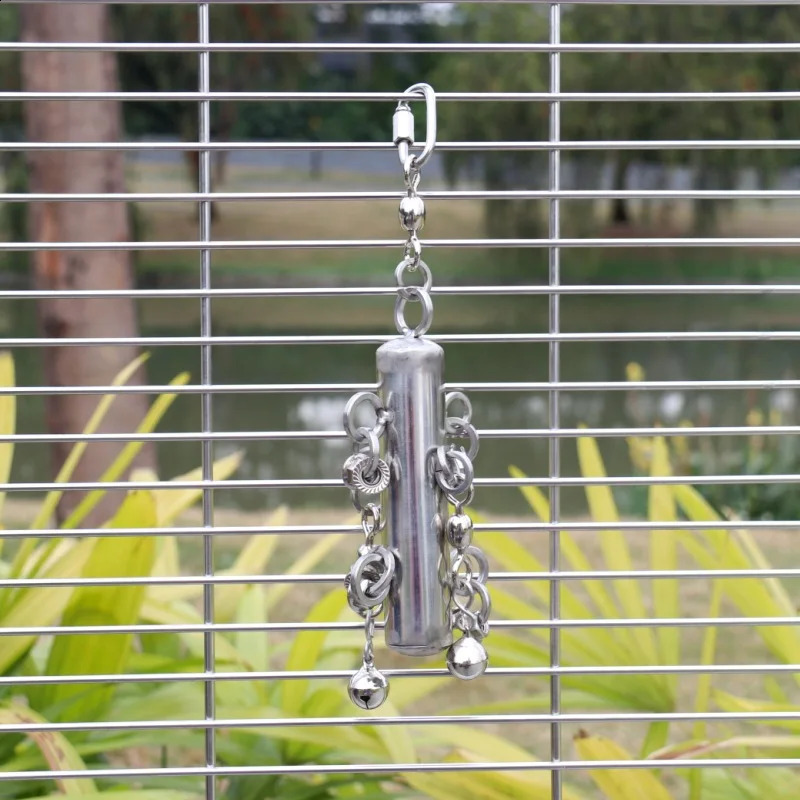 Birdcage Chewing Bell Toy Stainless Steel Hanging Perch Toy Pecking Toy for Medium Large Bird Stainless Steel Parrot Toys 250121