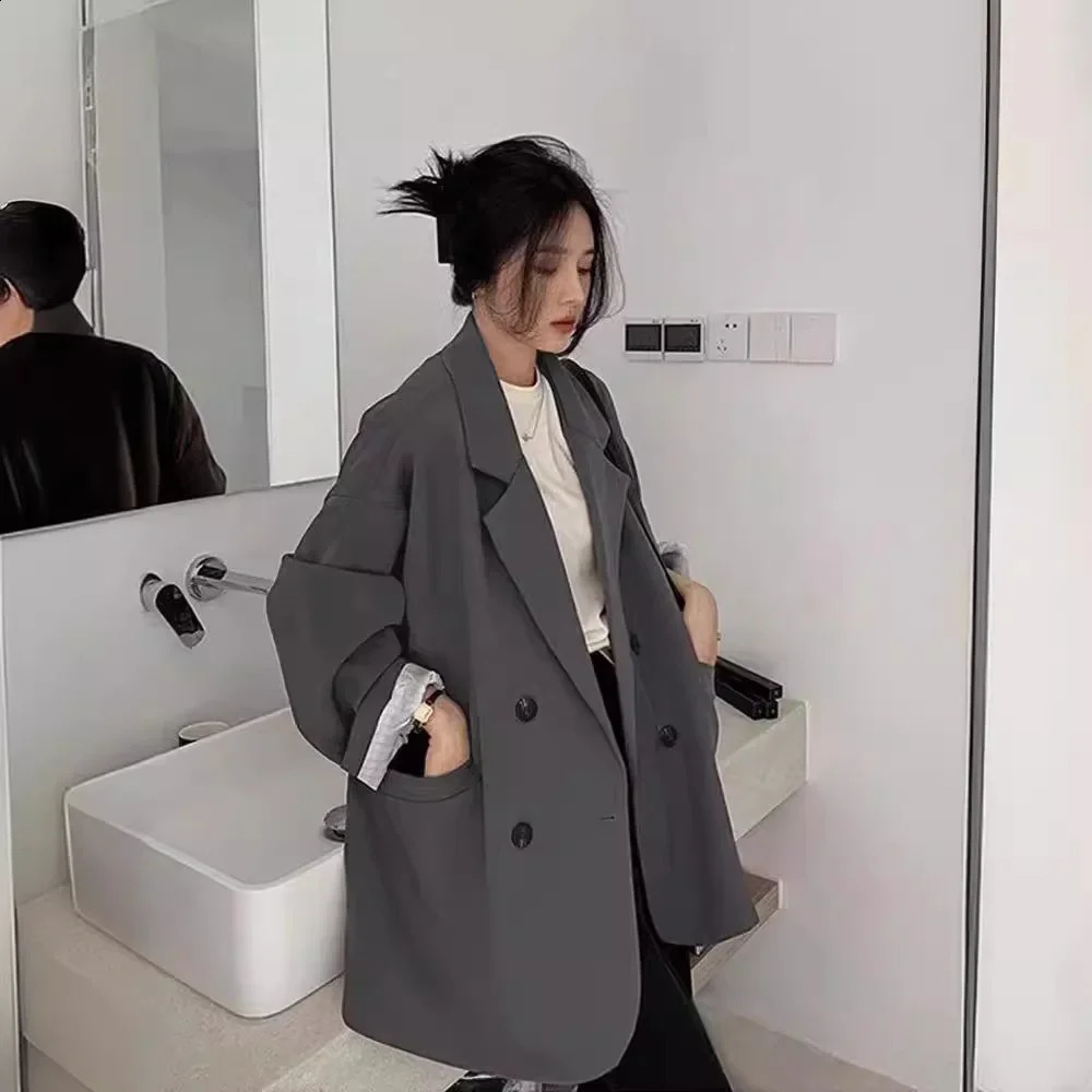Fashionable Korean Style Loose-Fit Preppy Suit Jacket For Women Spring Autumn 2024 Arrival Western-Style Clothes Top Trendy 250113