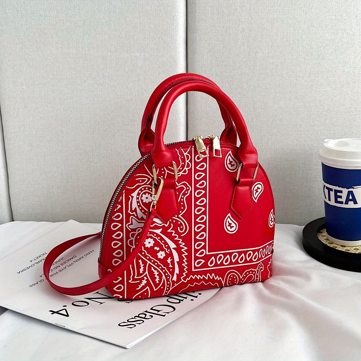 Fashion Trend Cashew Wer Handle Shoulder Shell PU Waterproof Large Capacity Lady Messenger Bag