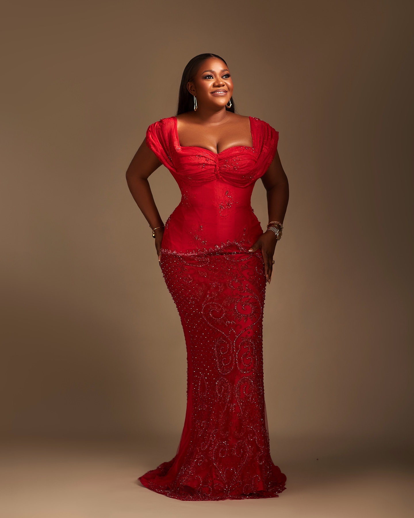 Aso Ebi Red Mermaid Prom Dresses 2025 Portrait Beaded Sequined Lace Evening Formal Party Second Birthday Engagement Gowns Plus Size Dress For Special 