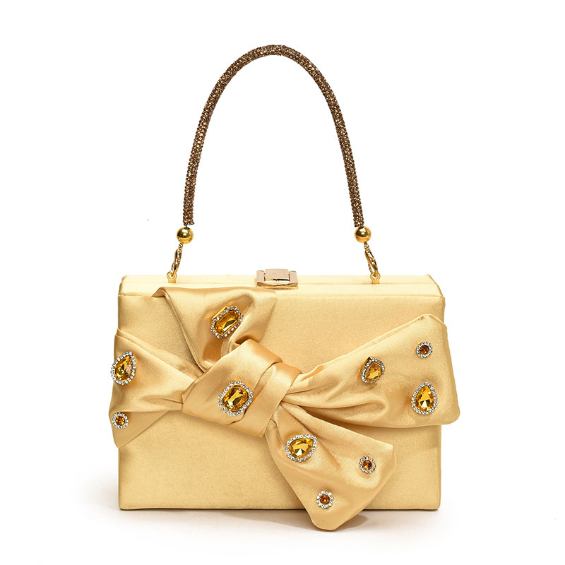 new style New Fashionable Bow Western Style Shoulder Women's Water Diamond Versatile Chain Banquet Bag Trendy
