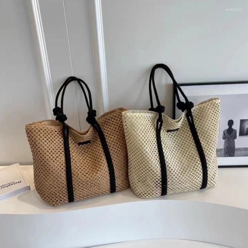 Totes Elegant Ladies Straw Woven Handbag Women Holiday Beach Bag Casual Shopper Tote Top-Handle Bags Fashion Underarm Shoulder